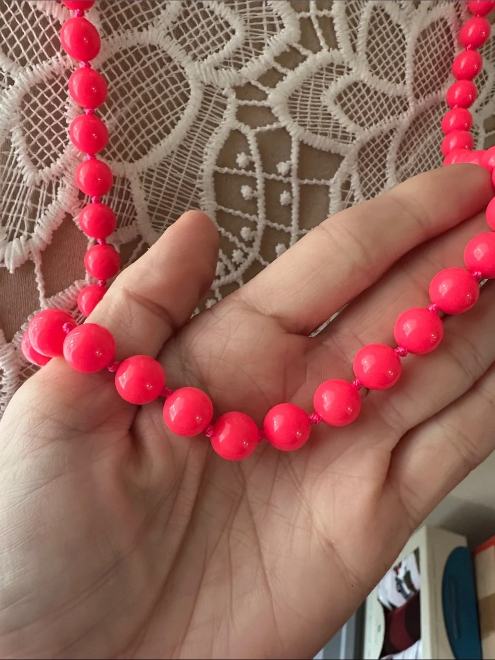 NWT J. Crew Ladybug Closure Hot Pink Beaded Necklace